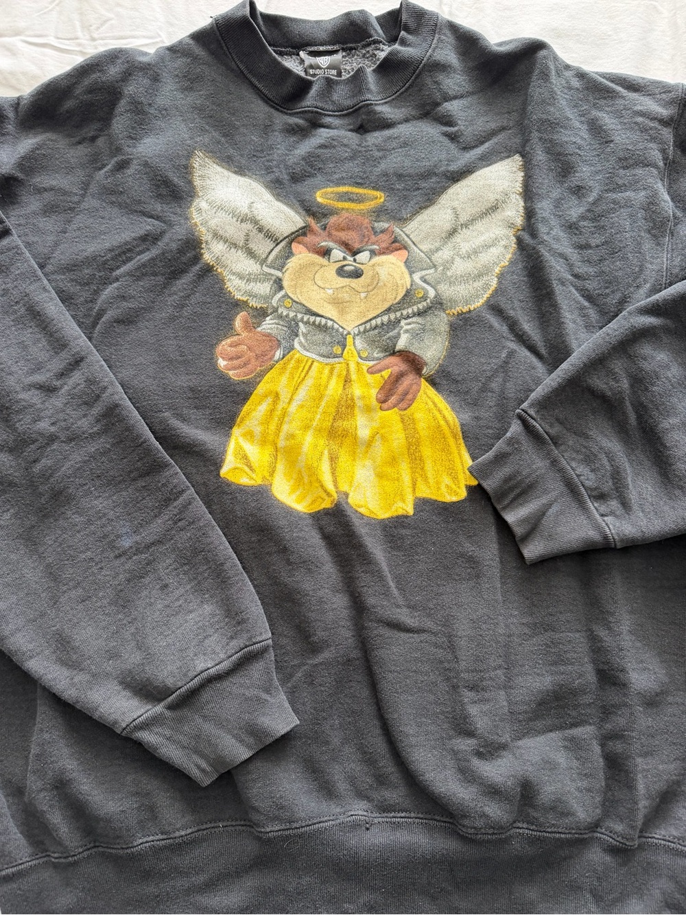 Vintage 1990s Warner Bros. Studio Store Taz Angel Sweatshirt XL Black